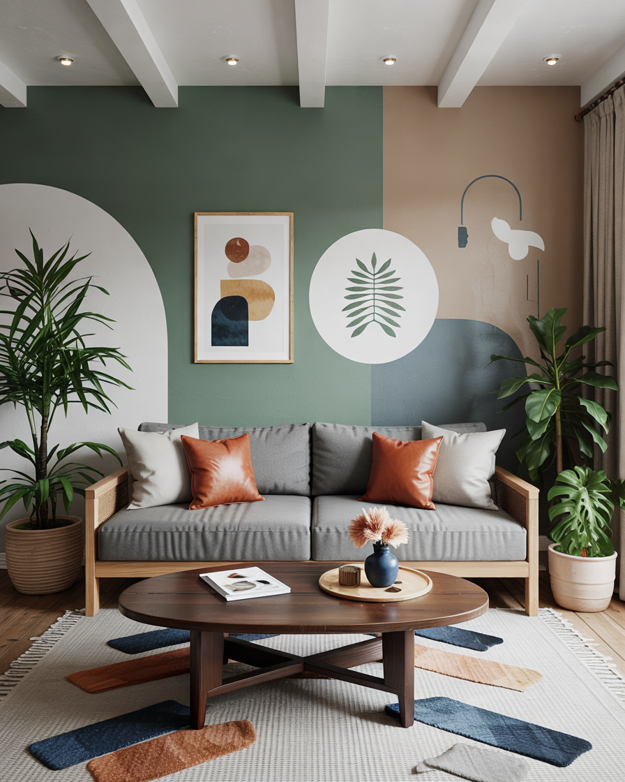Creative Living Room Accent Wall Ideas 2025 with Bold Paint, Wallpaper ...