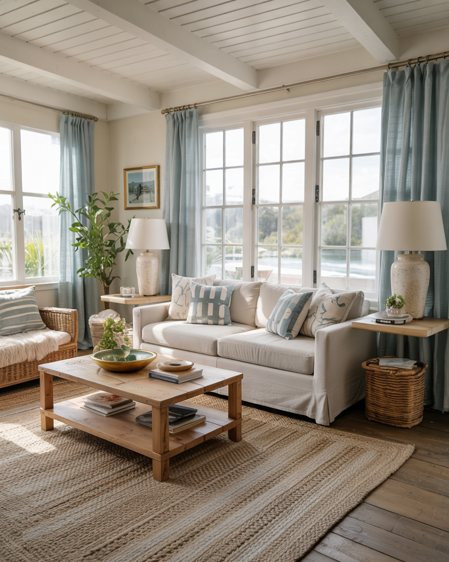 38 Coastal Living Room Ideas with Rugs Furniture and Paint Colors for a ...