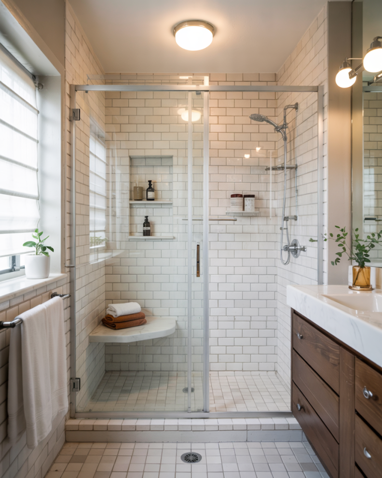 40 No Door Shower Ideas 2025 for Walk In Bathrooms Small Spaces Privacy ...