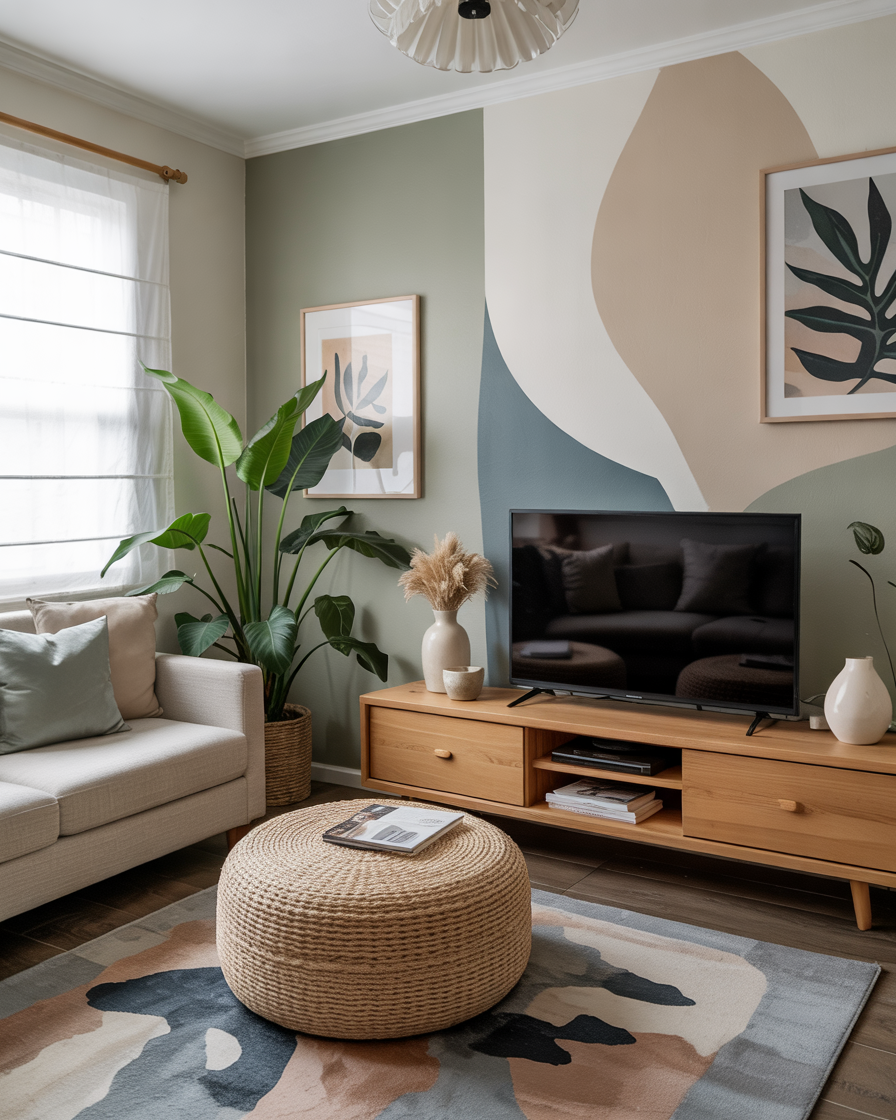 Creative Living Room Accent Wall Ideas 2025 with Bold Paint, Wallpaper ...