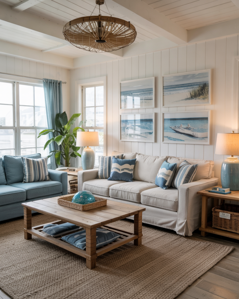 38 Coastal Living Room Ideas with Rugs Furniture and Paint Colors for a ...