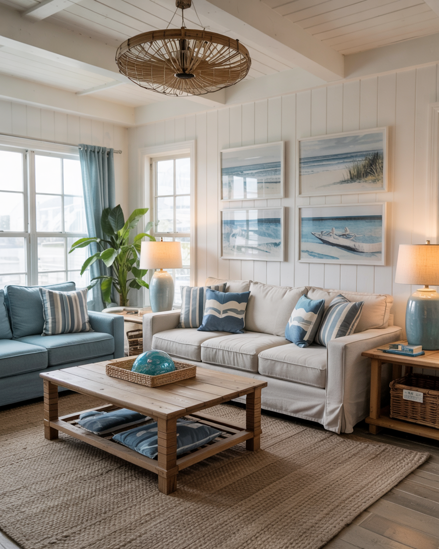 38 Coastal Living Room Ideas with Rugs Furniture and Paint Colors for a ...