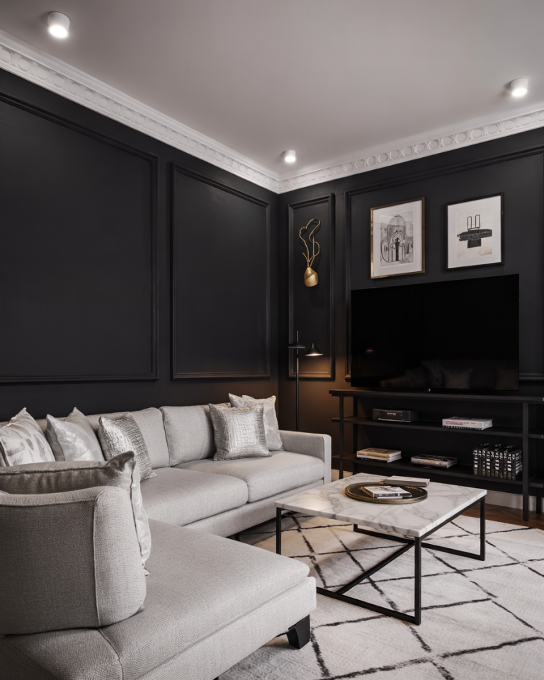 41 Black Accent Wall Living Room Ideas 2025 with Decor Tips for Tv ...