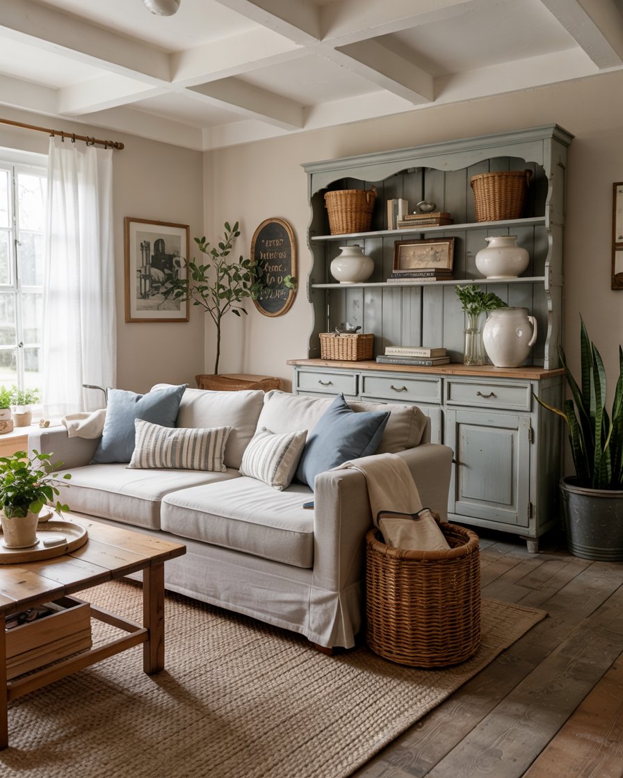 Image showcasing 35 Farmhouse Living Room Decor 2025 Ideas with Rustic Charm, Modern ...
