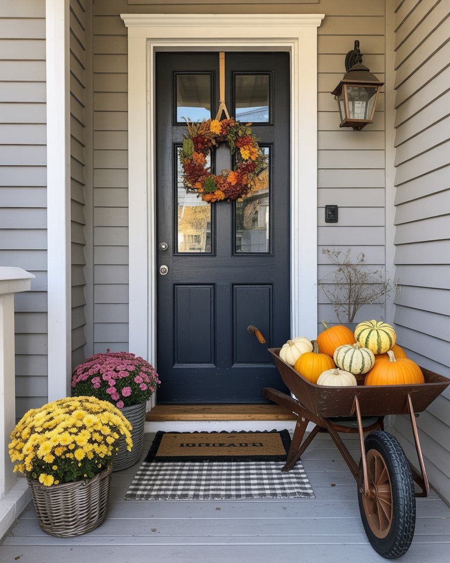 36 Fall Outdoor Decor Ideas for Porches Yards and Steps with Mums Hay ...