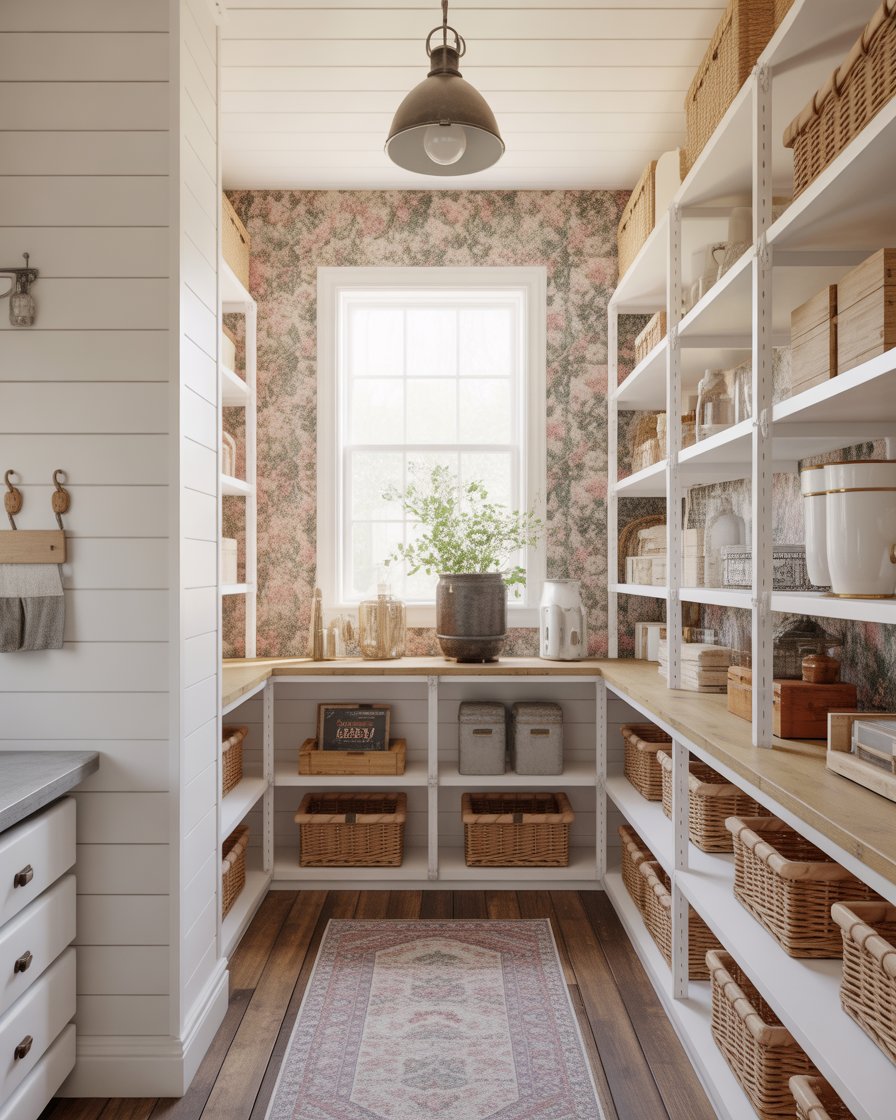 Rustic Walk In Pantry 27 Farmhouse Pantry Ideas 2025 With Rustic Doors, Cabinets, Wallpaper ...