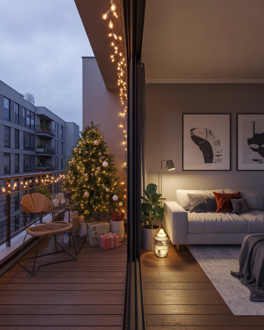 Apartment Christmas Decor 2025 with 40 Cozy Studio Small Space Balcony ...