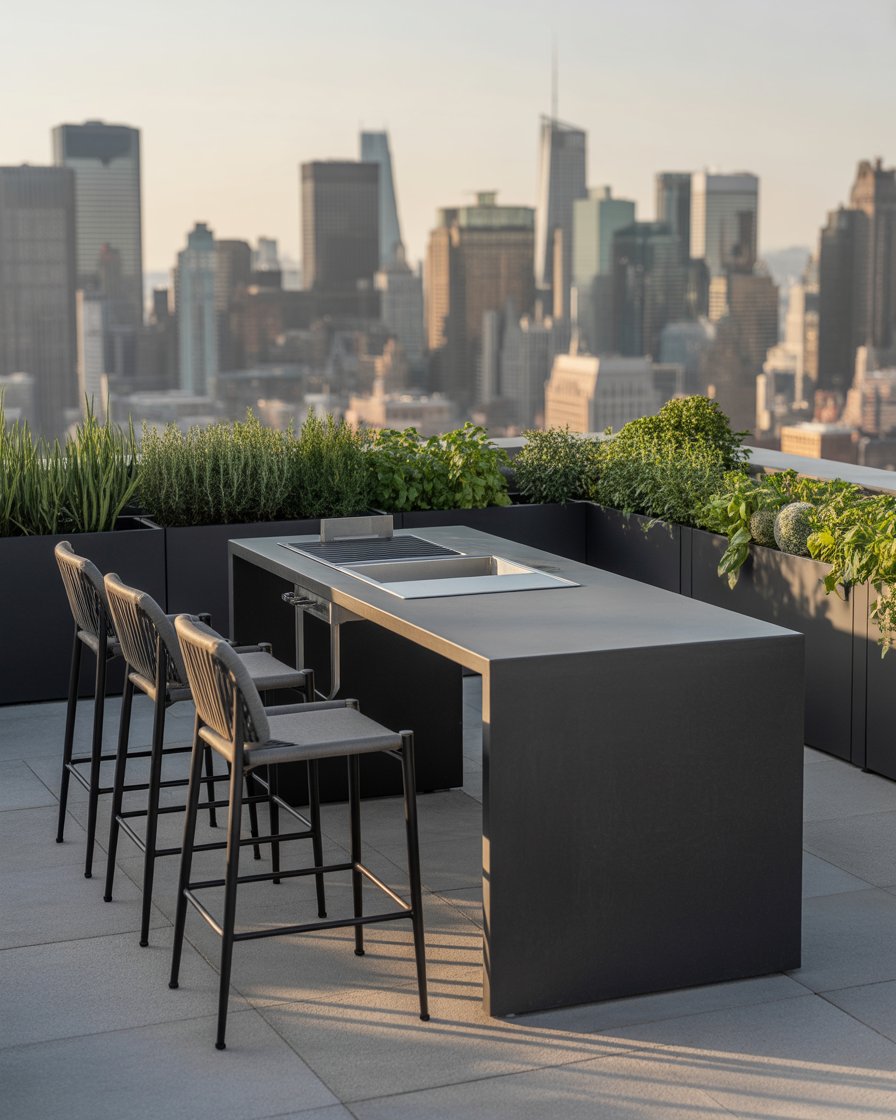 Outdoor Kitchen Design Ideas: 36 Stylish Layouts for Modern, Rustic ... - Compact Industrial Outdoor Kitchen Kitchen Islands With Seating