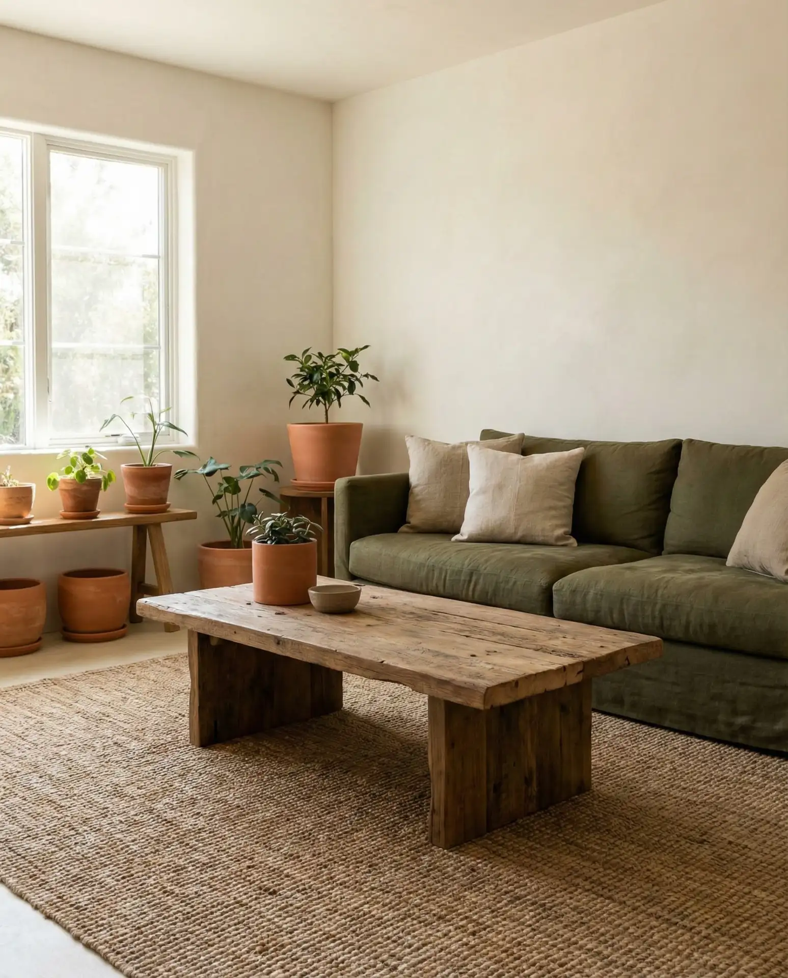 2025 Trends Living Room with Earthy Tones and Organic Materials 1