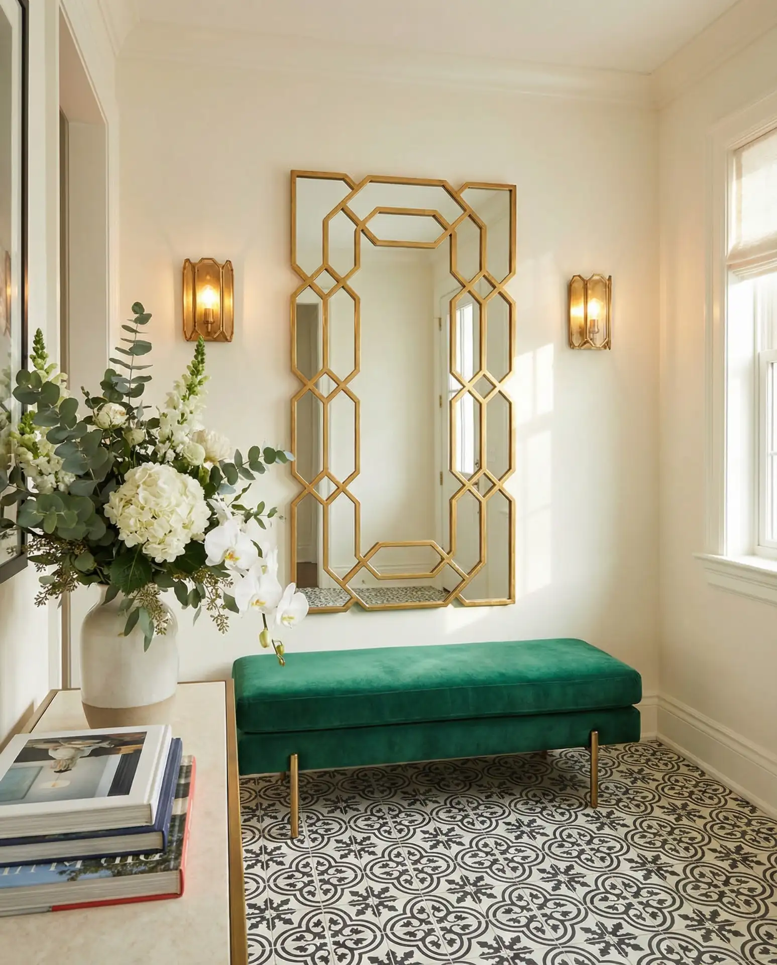 Art Deco Entry with Geometric Mirror 2