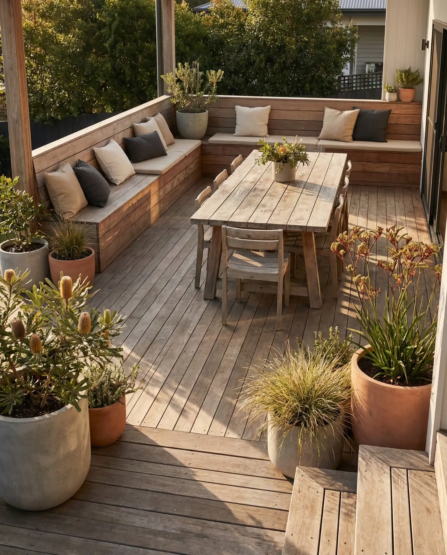 Australian Deck with Built-In Seating 1