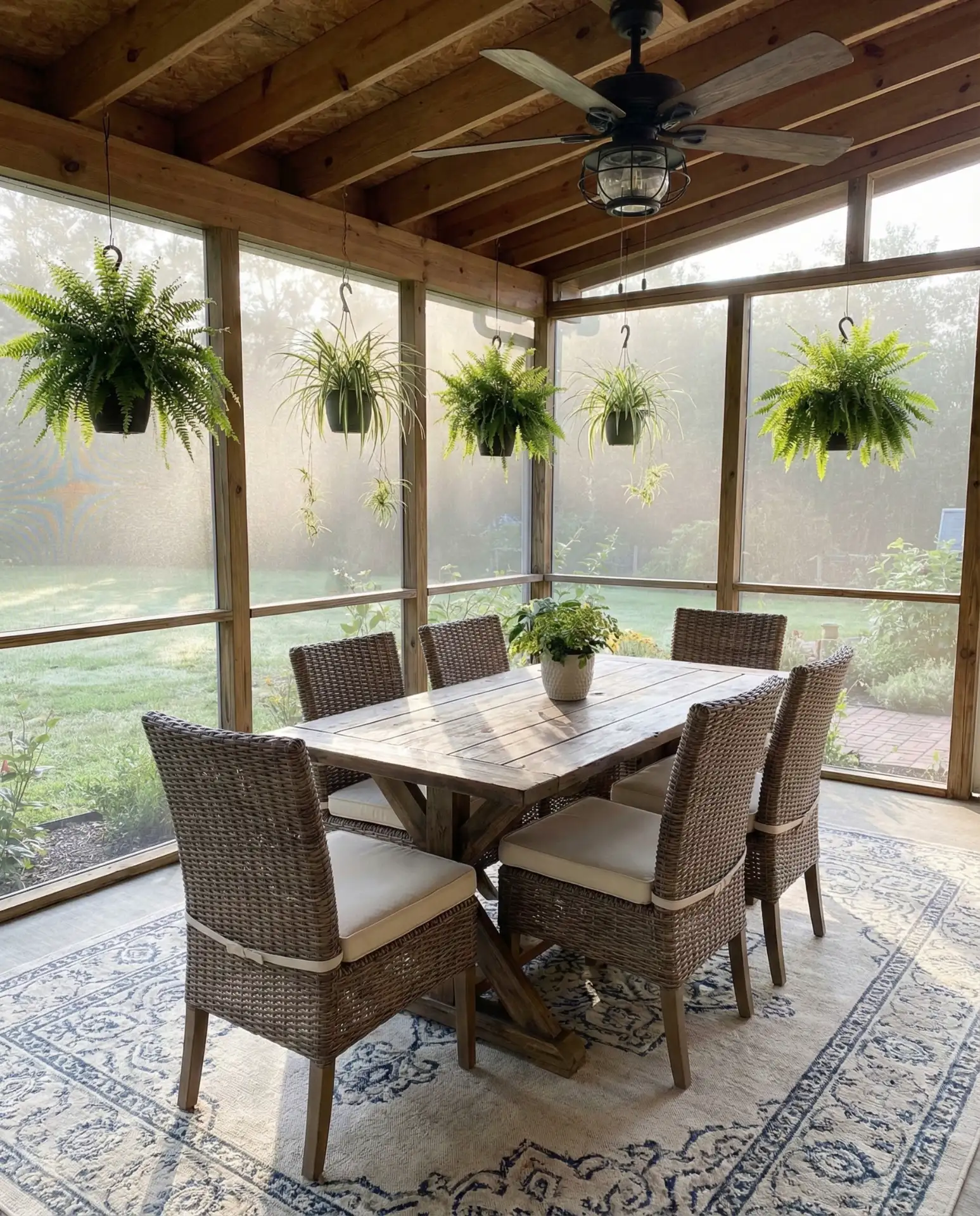 Back Porch Dining with Wicker Furniture 1