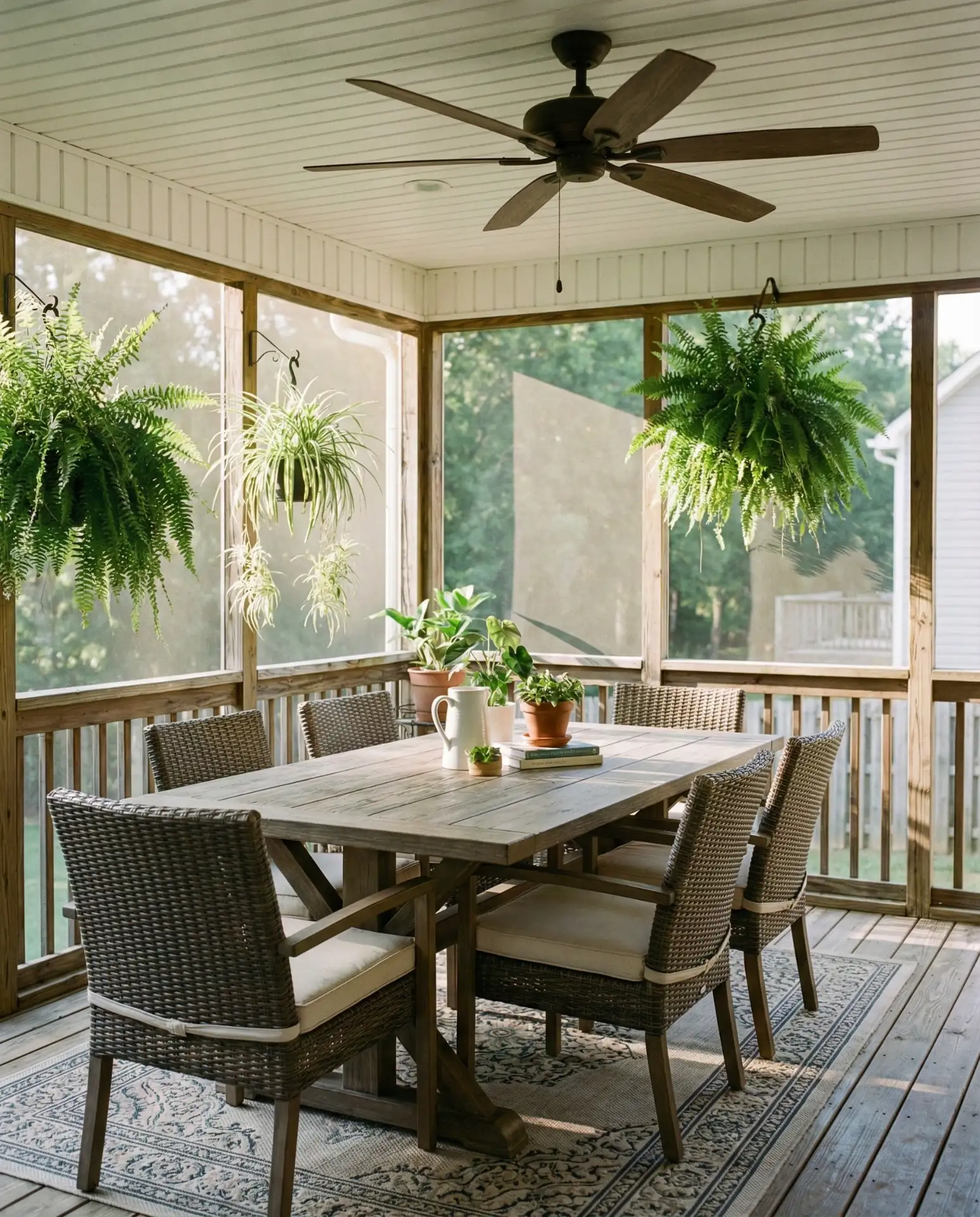 Back Porch Dining with Wicker Furniture 2