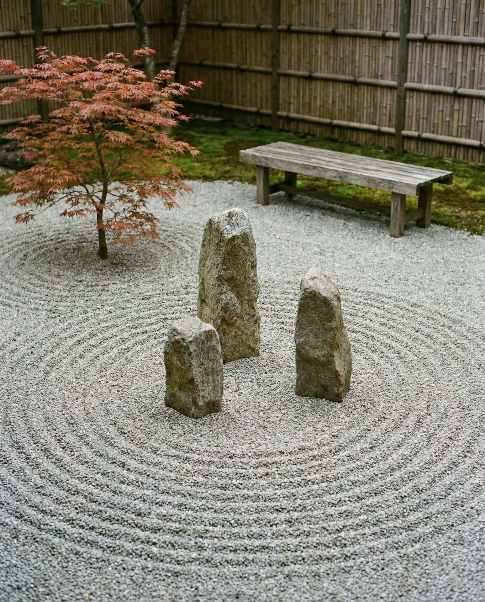 Backyard Meditation Garden with Gravel and Boulders 1