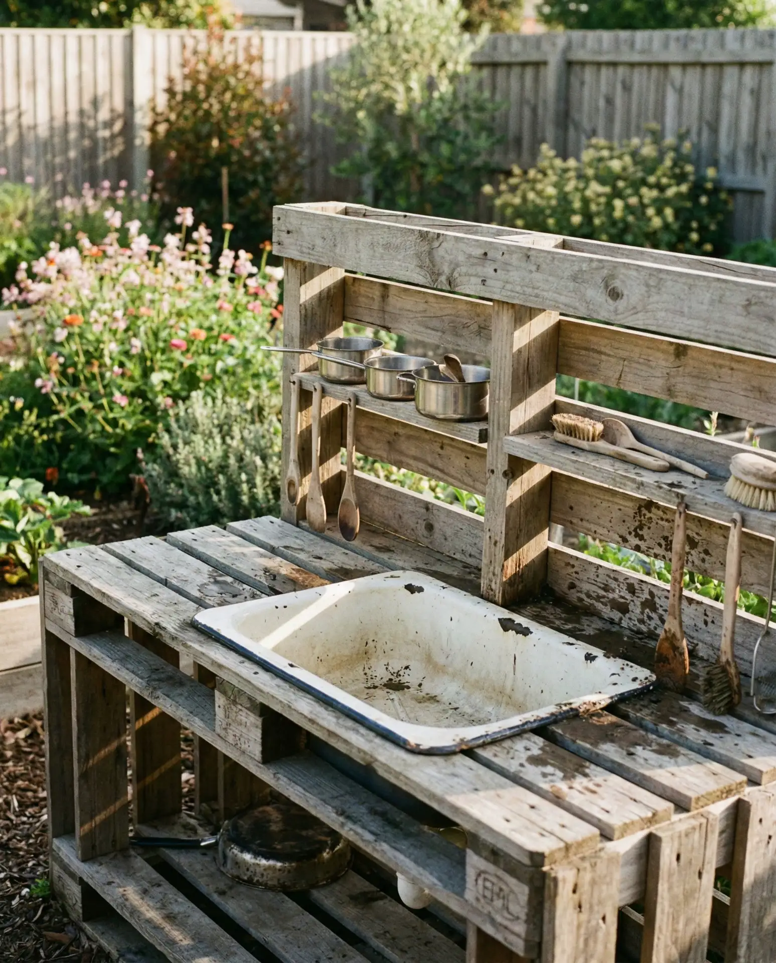 Backyard Mud Kitchen with Salvaged Materials 1