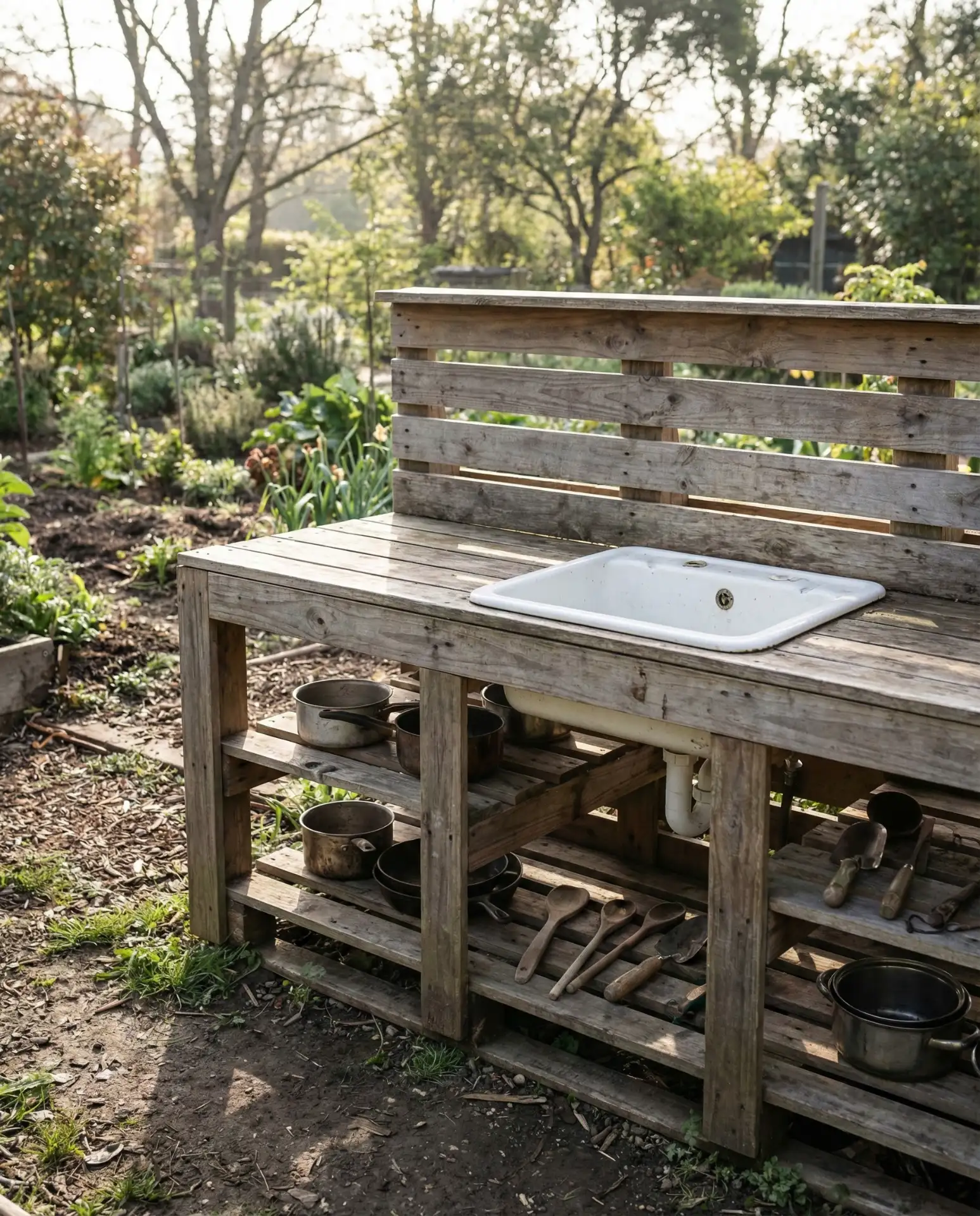 Backyard Mud Kitchen with Salvaged Materials 2