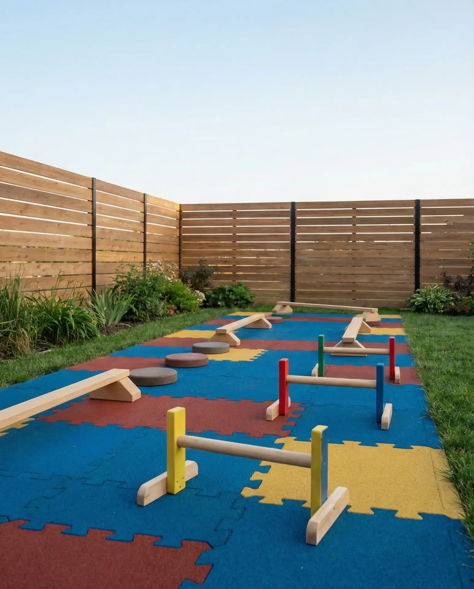 Backyard Obstacle Course with Rubber Flooring 1