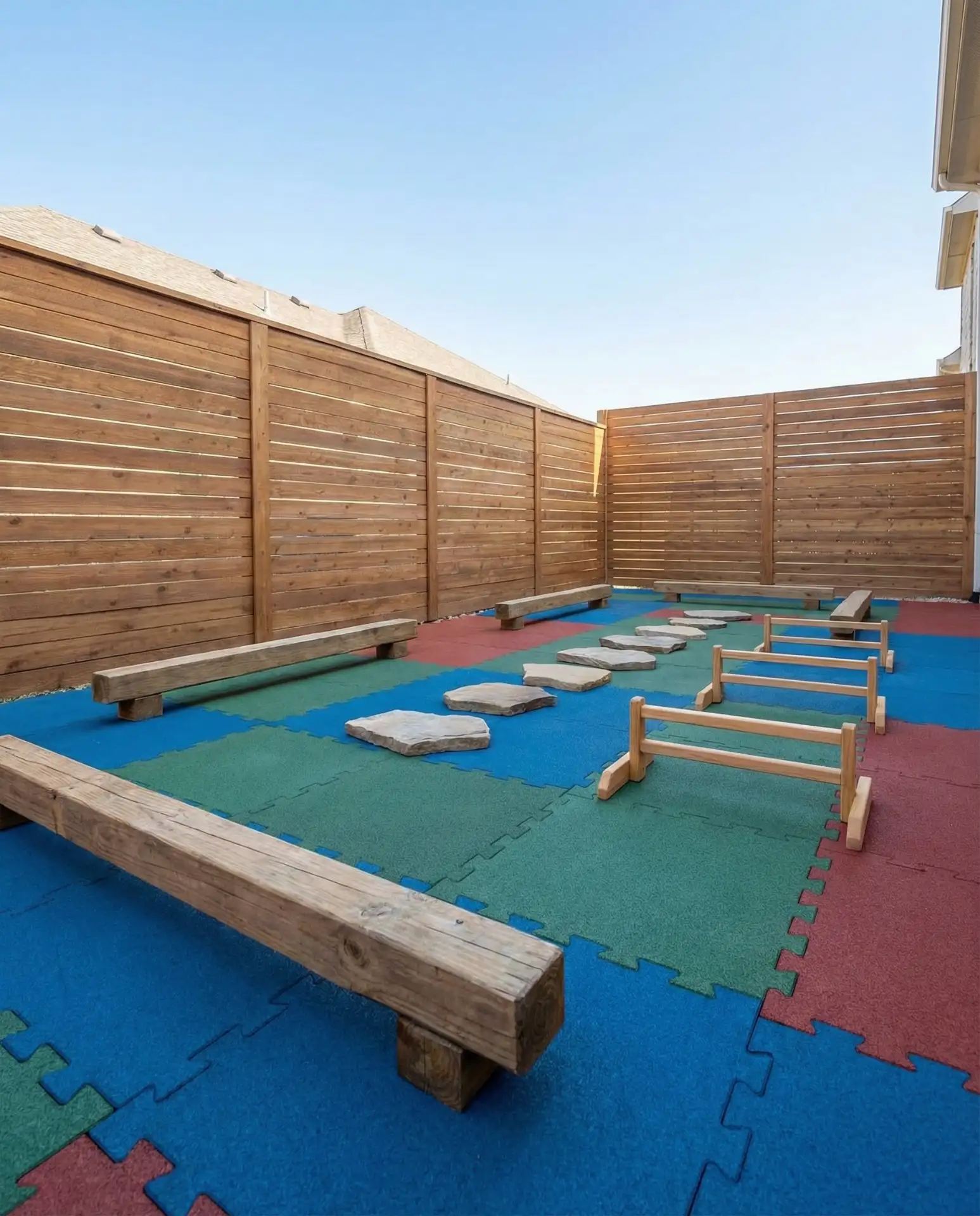 Backyard Obstacle Course with Rubber Flooring 2