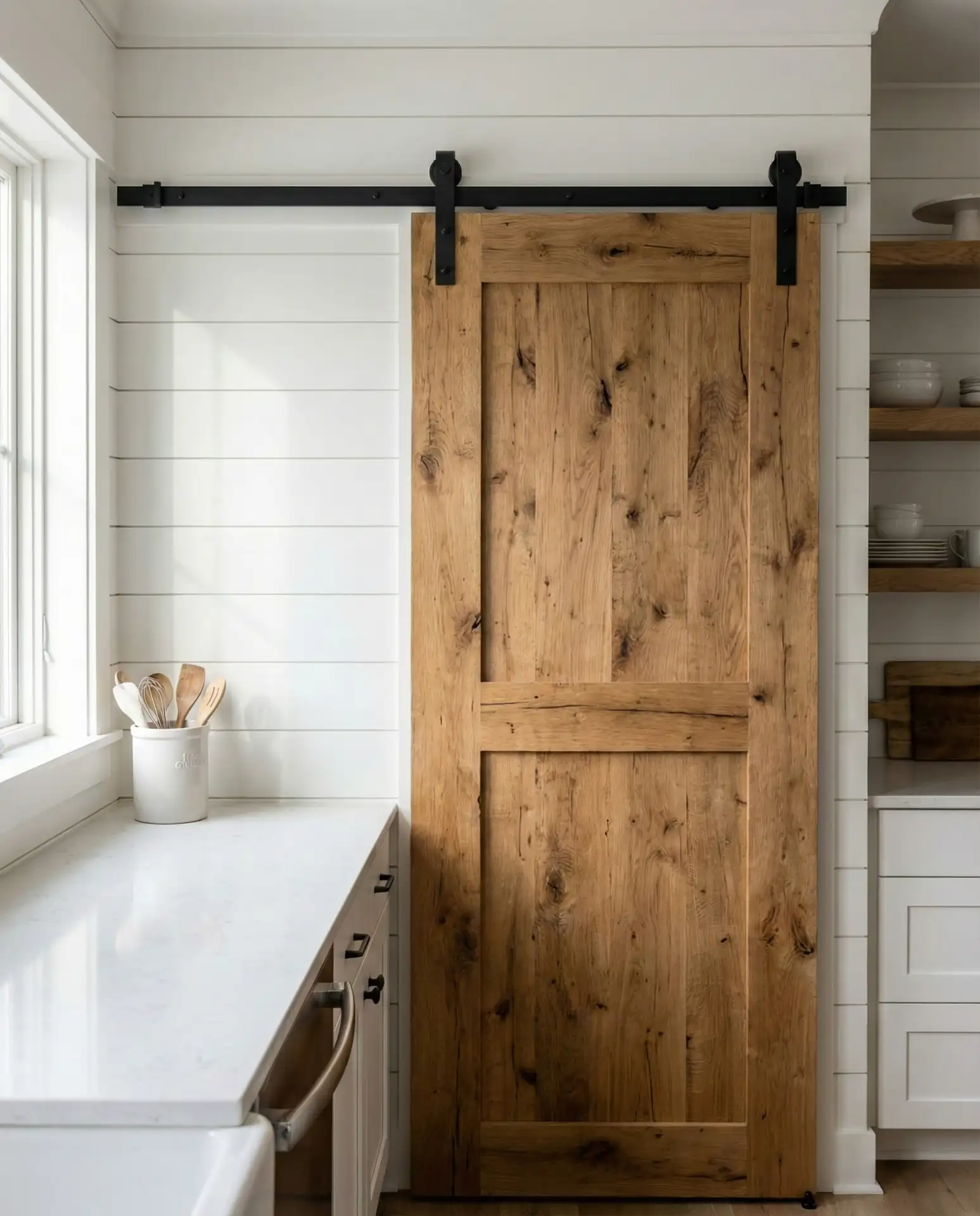 Barn Door Style Pantry with Rolling Hardware 1