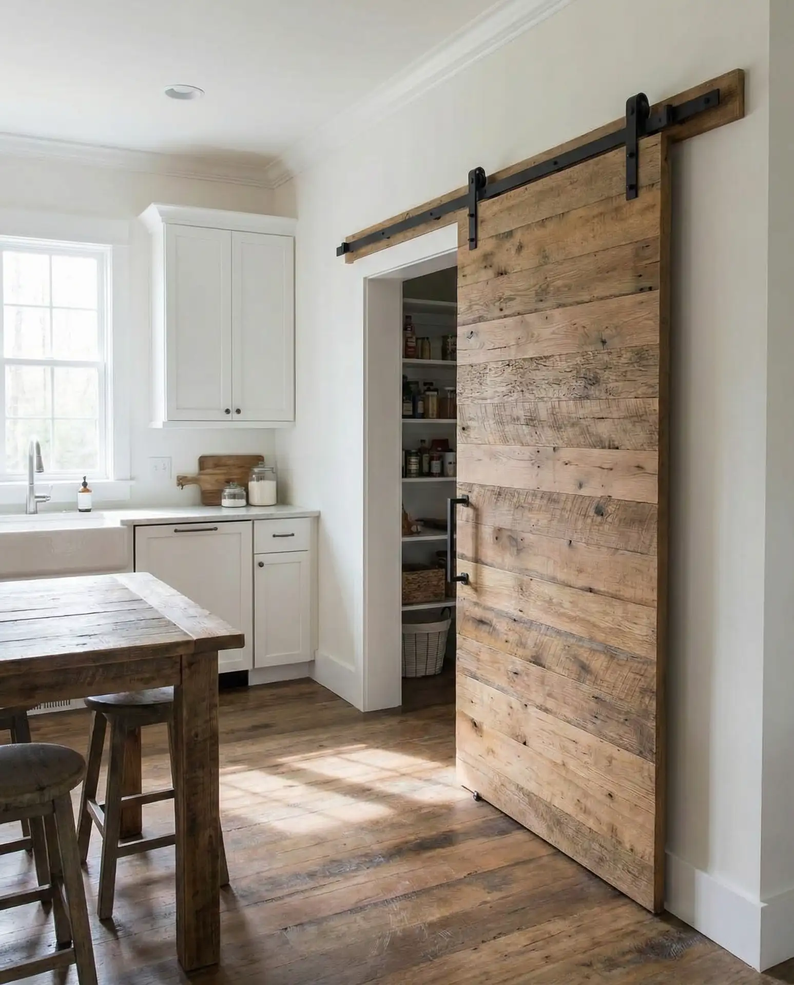 Barn Door Style Pantry with Rolling Hardware 2