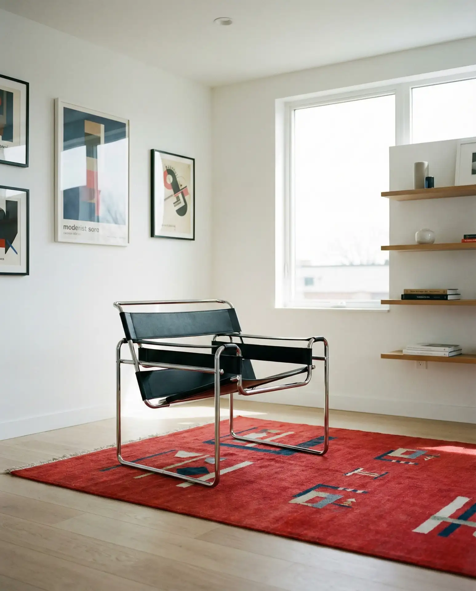 Bauhaus Living Room with Functional Form and Bold Colors 1