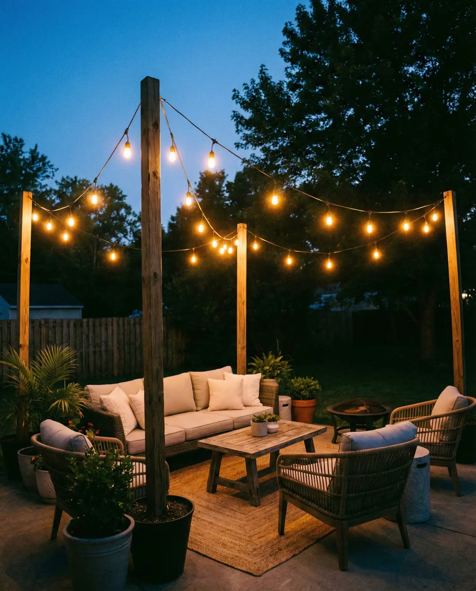 Bistro Lights Across Backyard Living Spaces 1