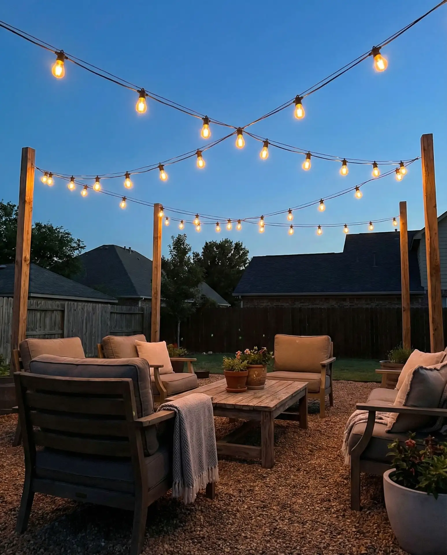 Bistro Lights Across Backyard Living Spaces 2