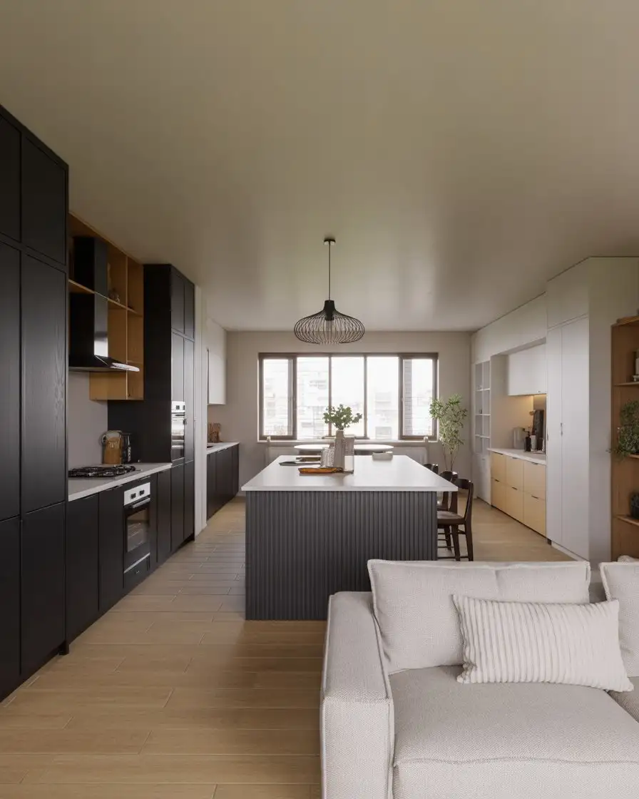 Black Cabinets in Open-Concept Kitchen-Living Spaces 1