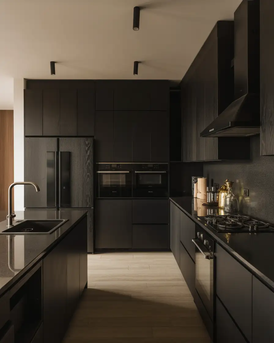 Black Cabinets with Black Countertops for Maximum Drama 1