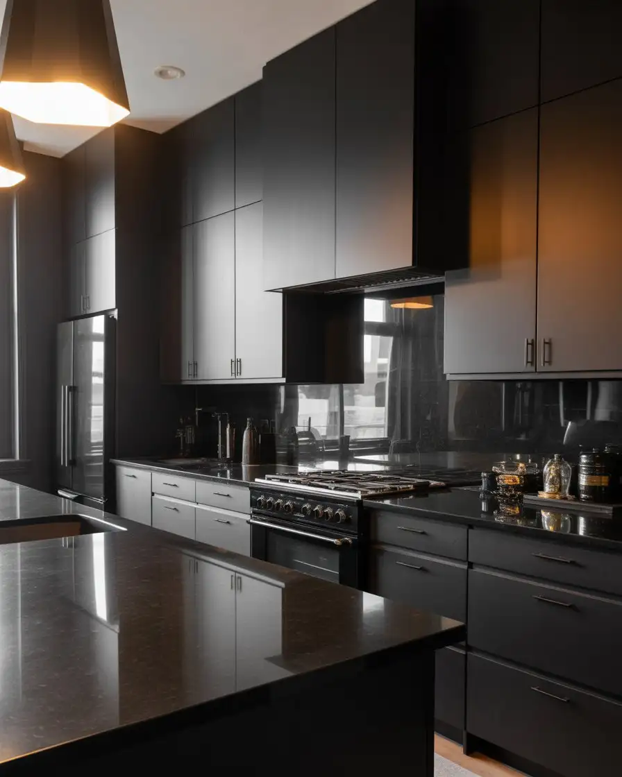 Black Cabinets with Black Countertops for Maximum Drama 2