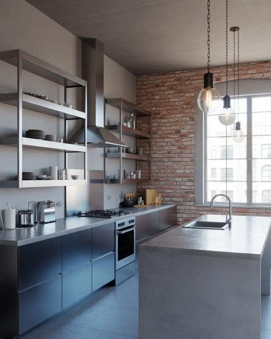 Black Cabinets with Industrial Metal Accents 2