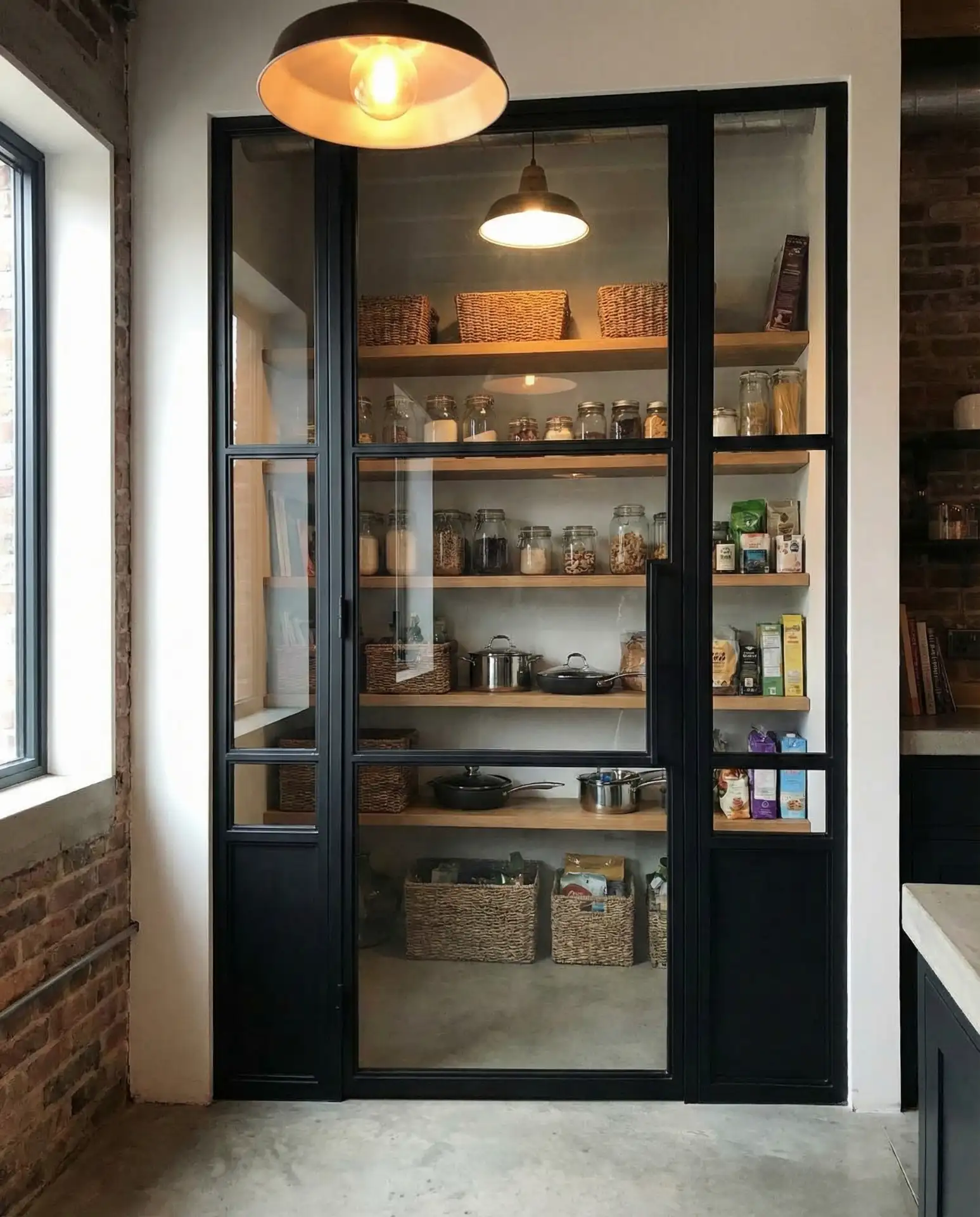 Black Framed Glass Panel Pantry Door 1