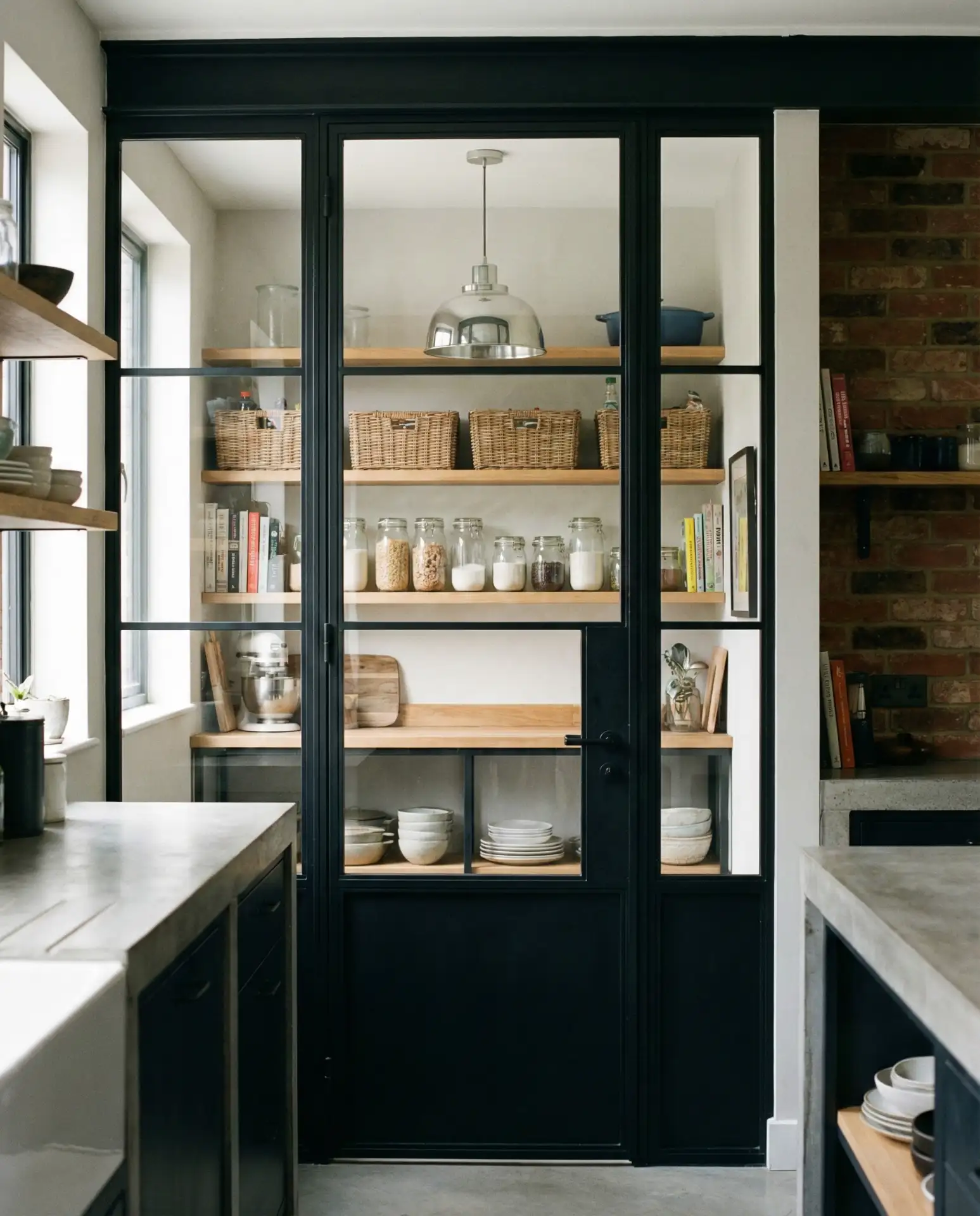 Black Framed Glass Panel Pantry Door 2