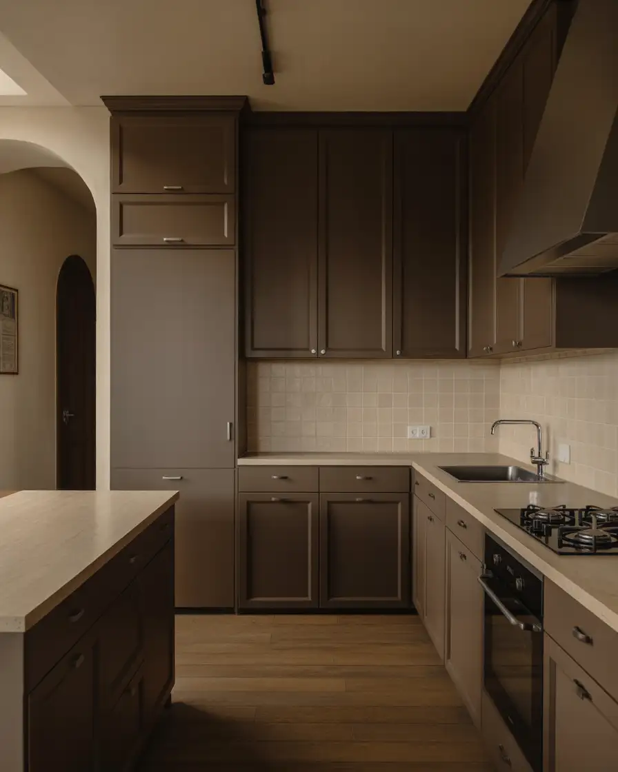 Black Kitchen with Taupe and Neutral Palette 1