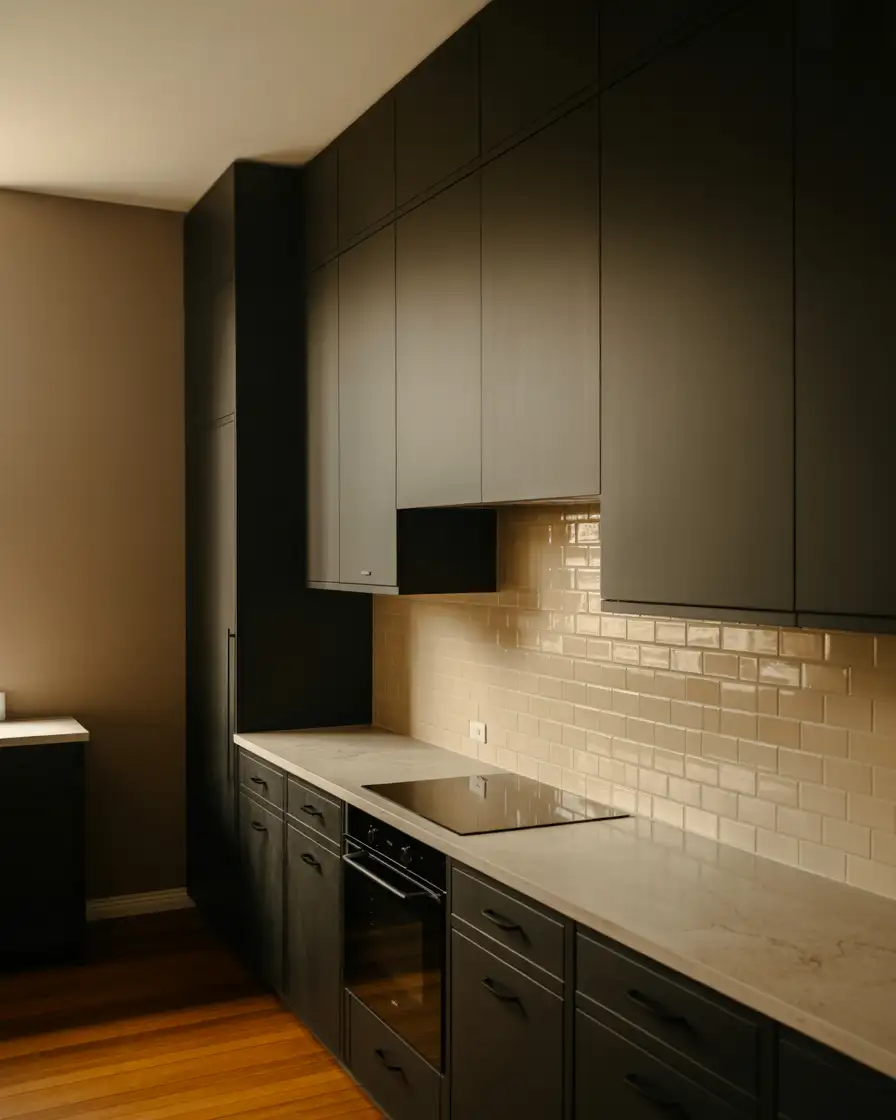 Black Kitchen with Taupe and Neutral Palette 2