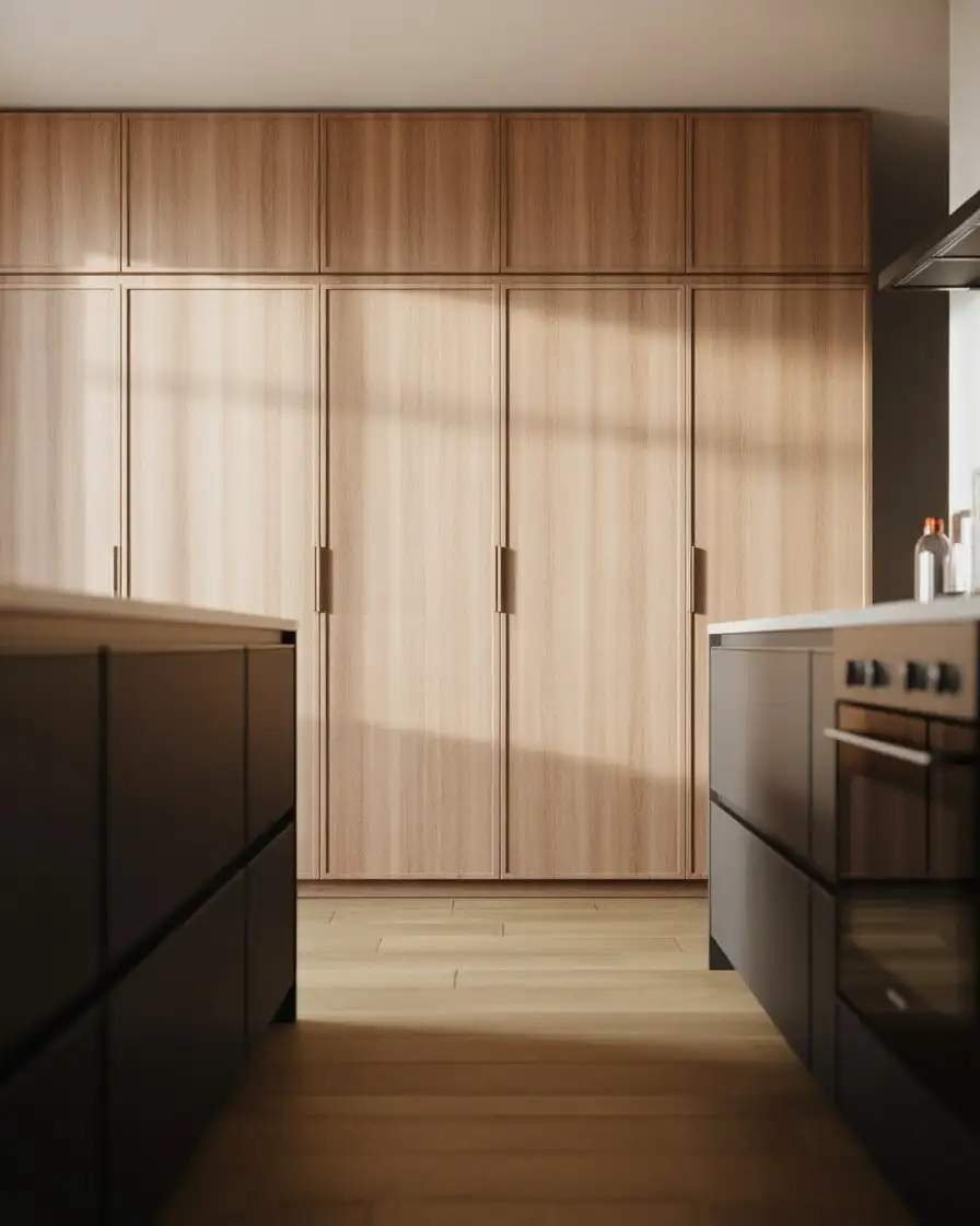 Black and White Oak Kitchen with Modern Lines 1