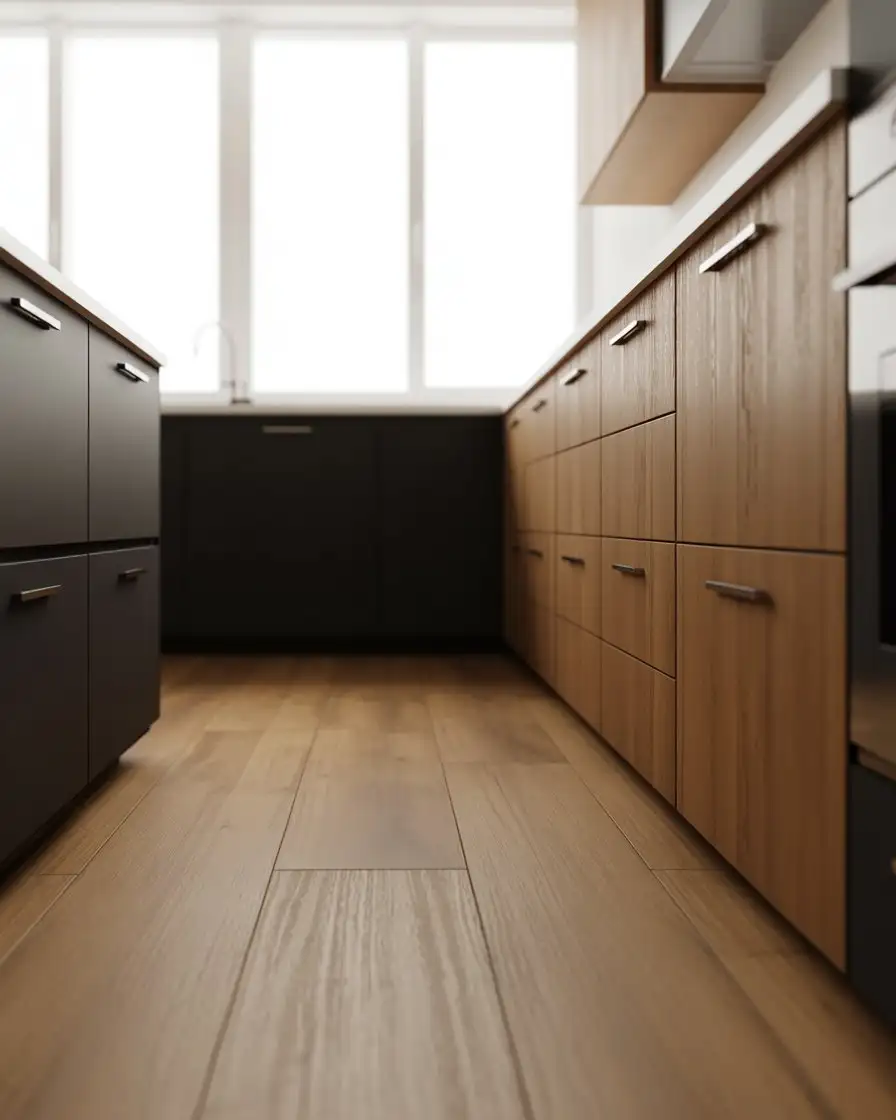 Black and White Oak Kitchen with Modern Lines 2