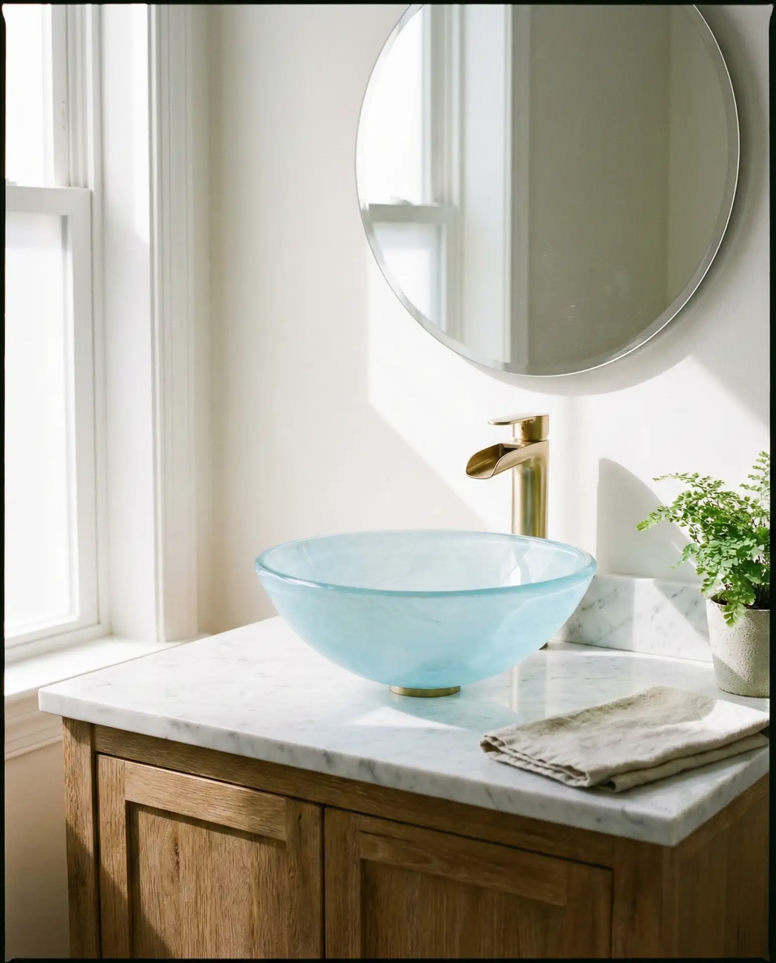 Blue Glass Vessel Sink 2