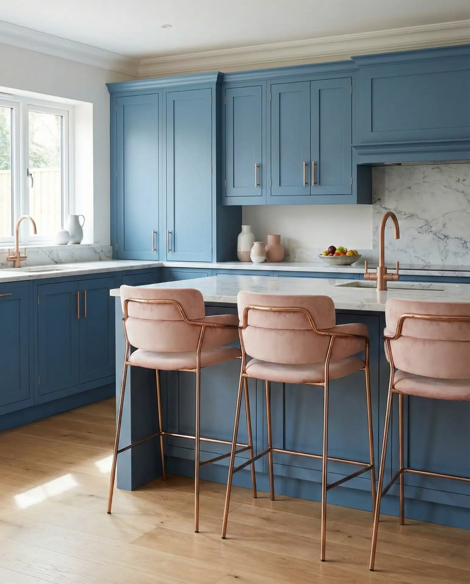 Blue Kitchen with Pink Accents 2