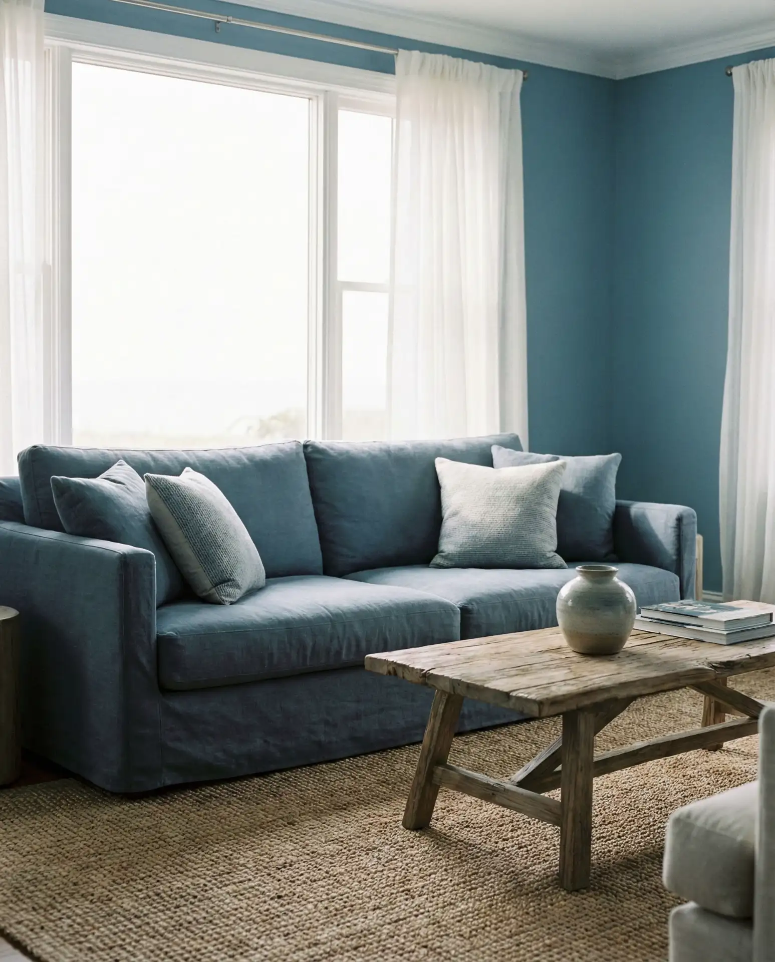Blue Living Room with Coastal Calm and Textured Layers 2