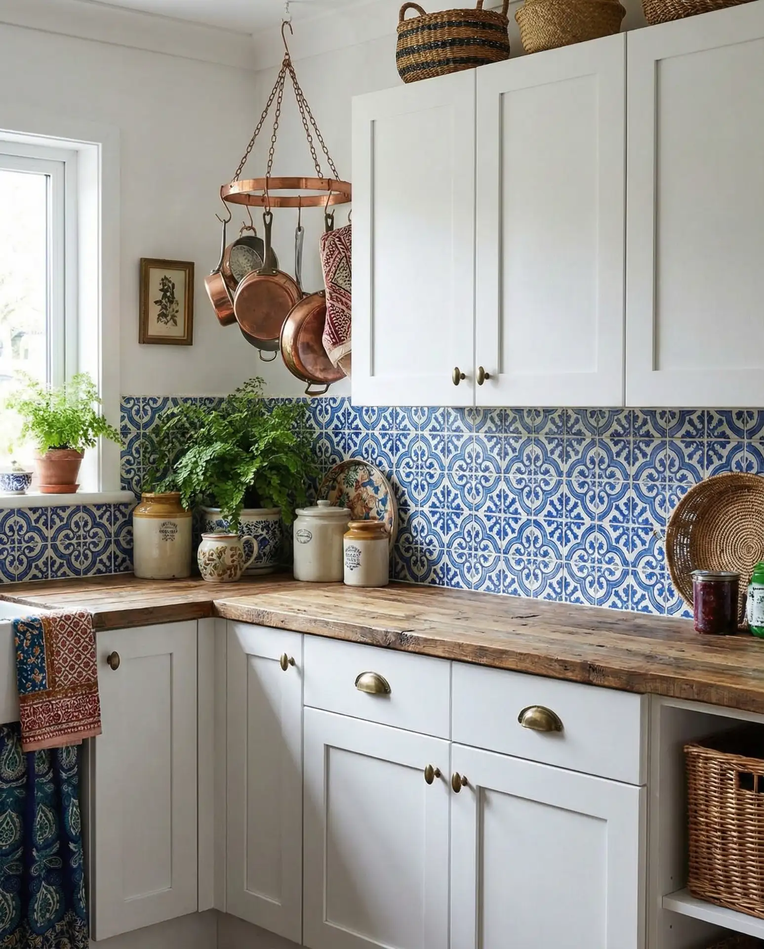 Blue Patterned Tile Backsplash 1