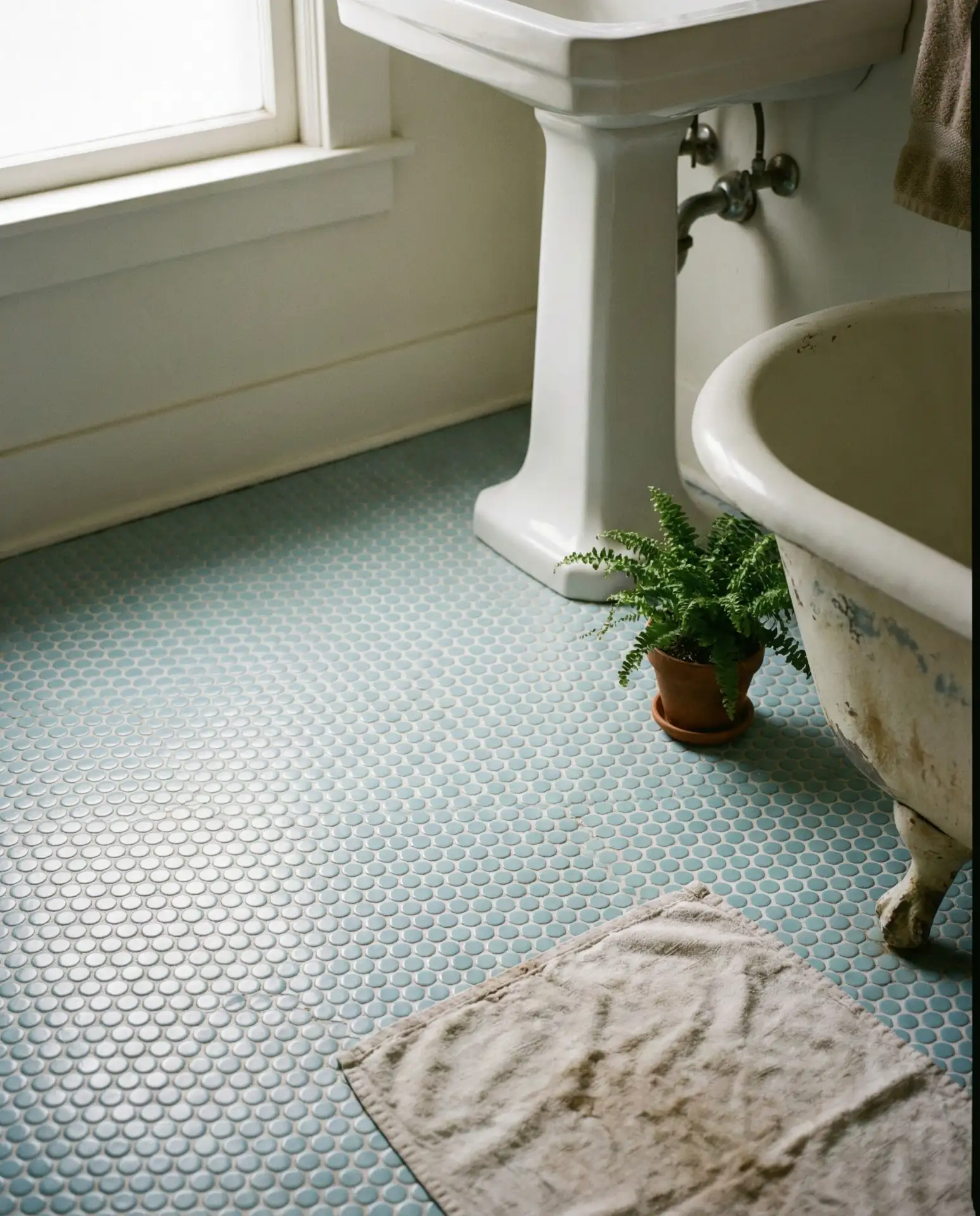 Blue Penny Tile Floor 1