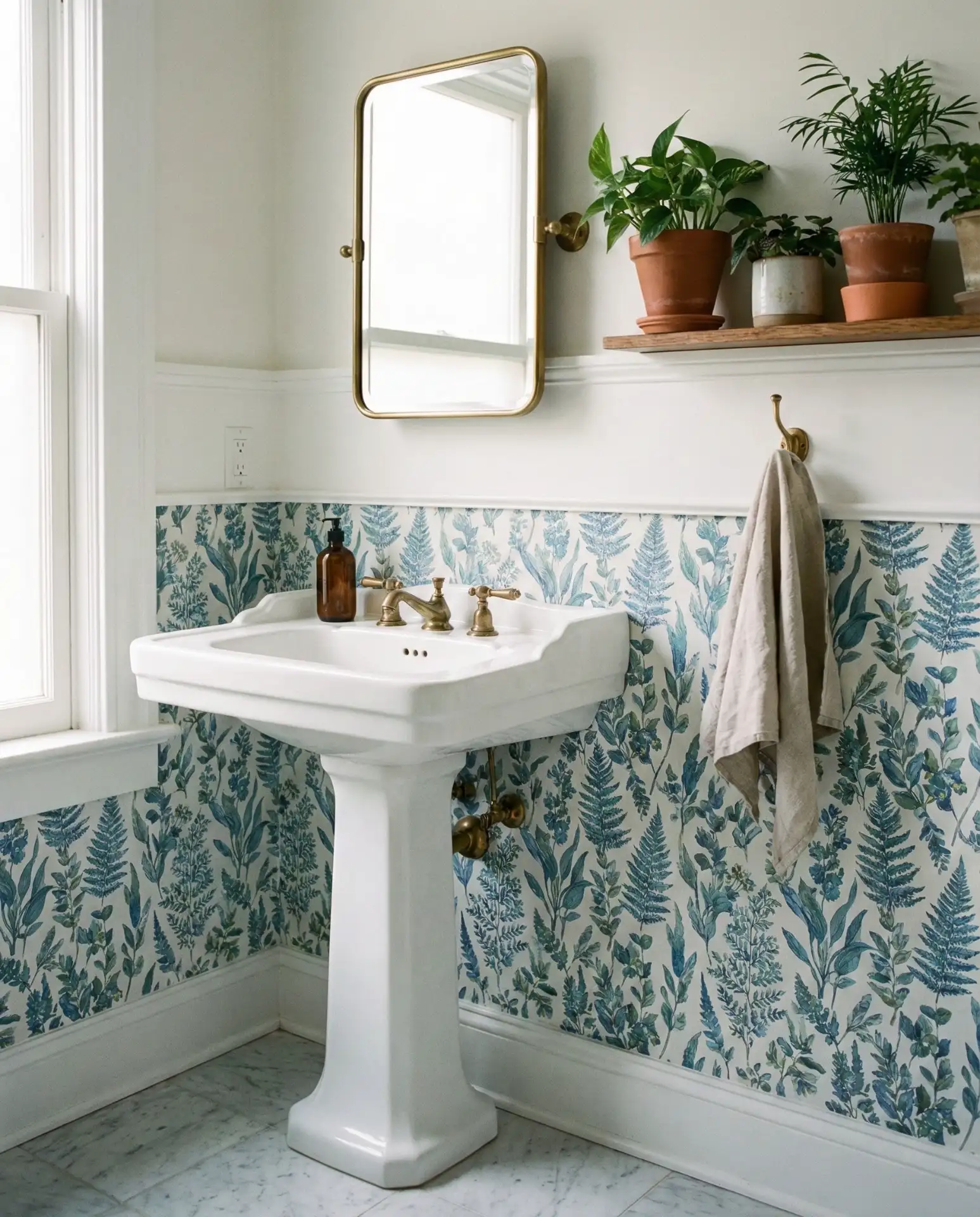 Blue and Green Botanical Wallpaper 2