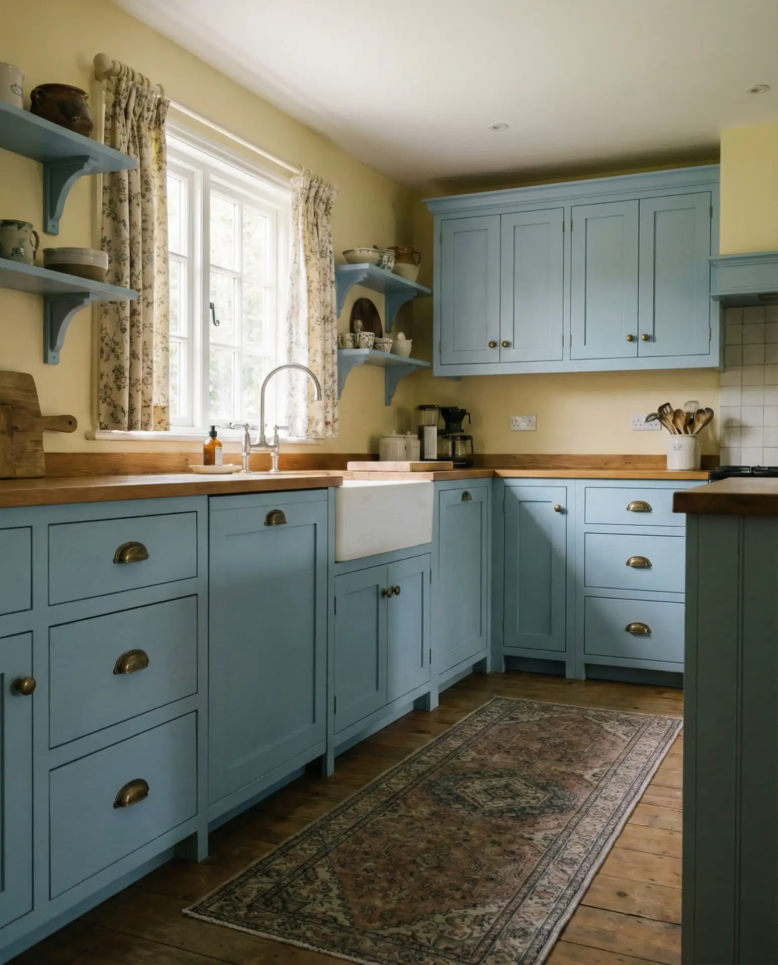 Blue and Yellow Cottage-Style Kitchen 1
