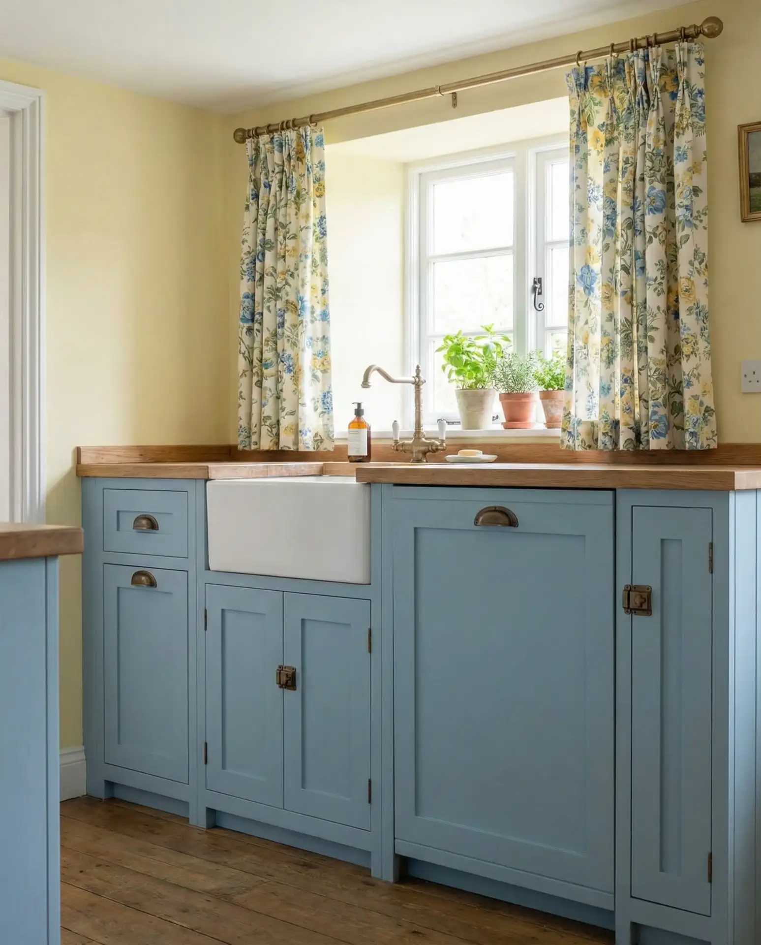 Blue and Yellow Cottage-Style Kitchen 2