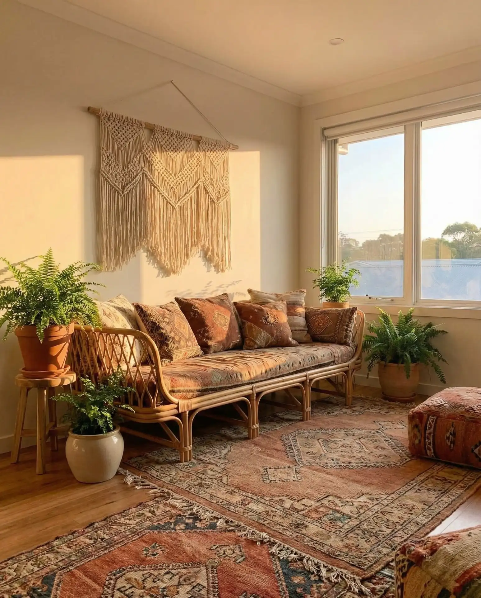 Boho Living Room with Layered Textiles and Global Accents 2