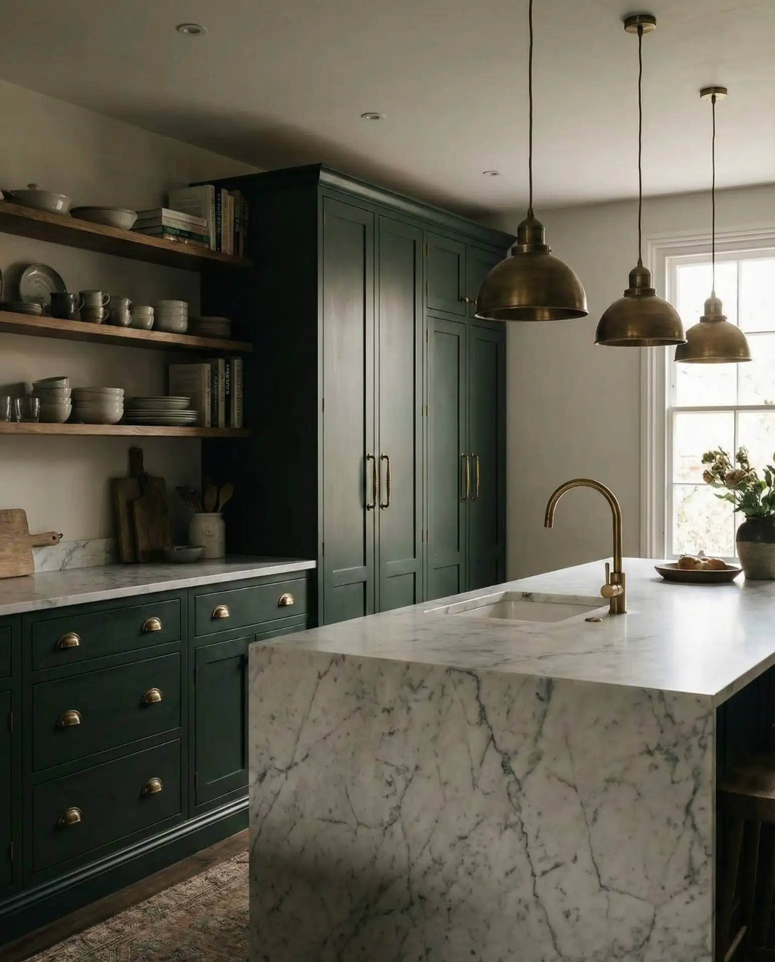 Bold Aesthetic with Dark Cabinetry and Brass 1
