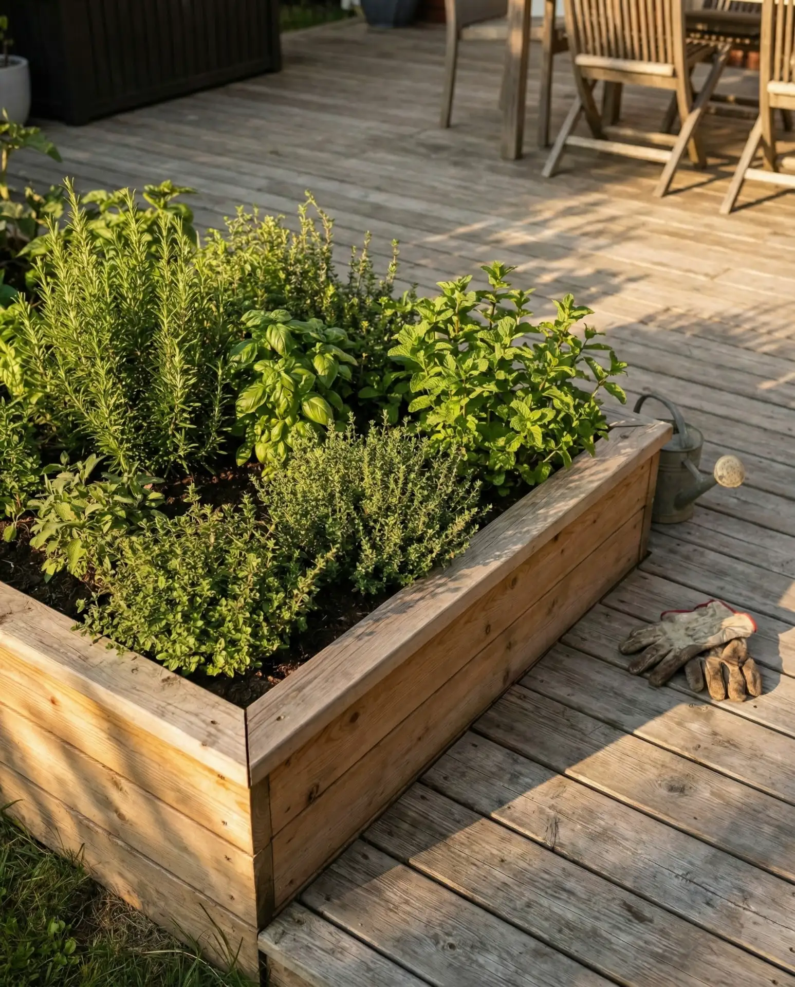 Built-In Raised Bed Along Deck Edge 1