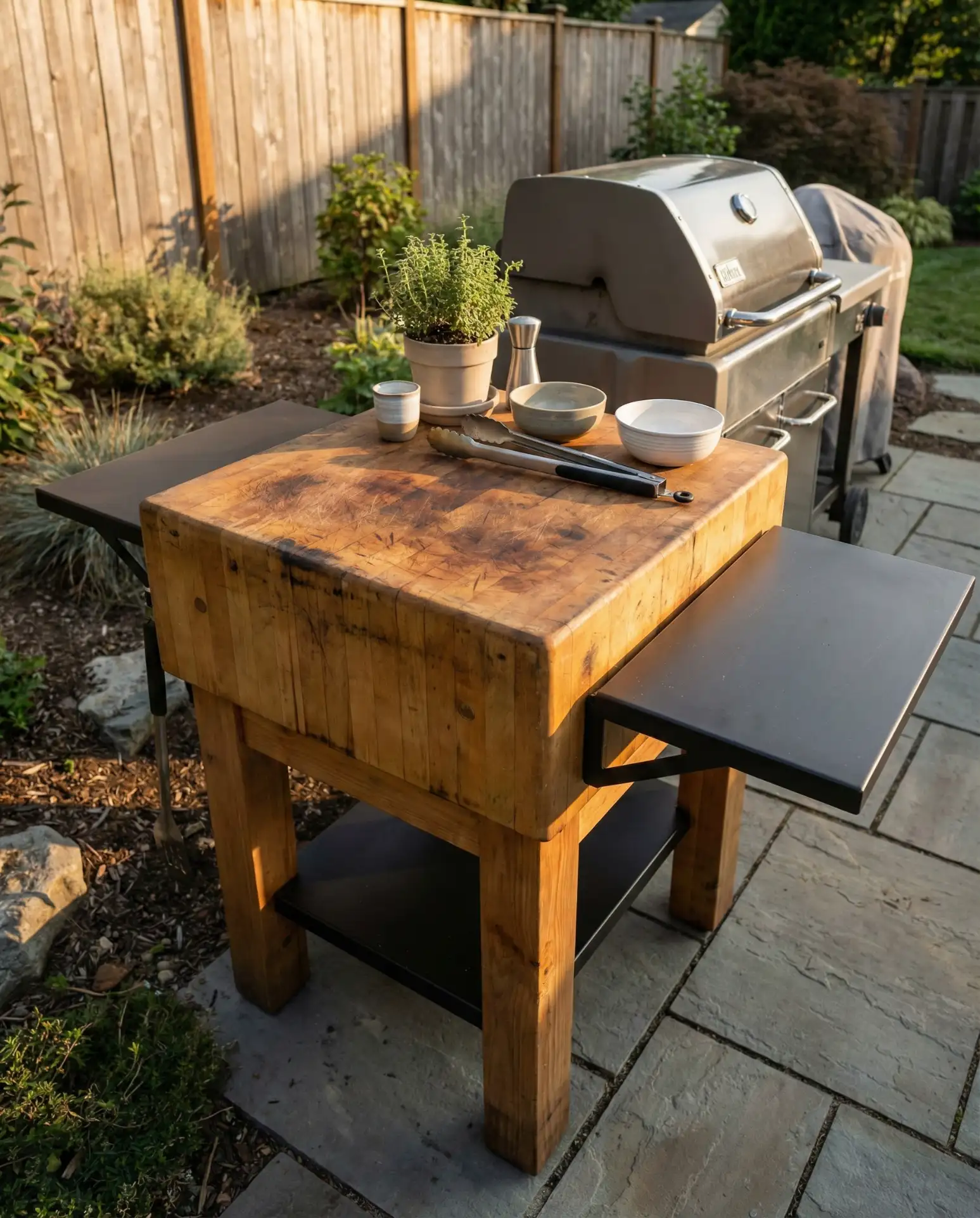 Butcher Block Surface for Outdoor Prep 1