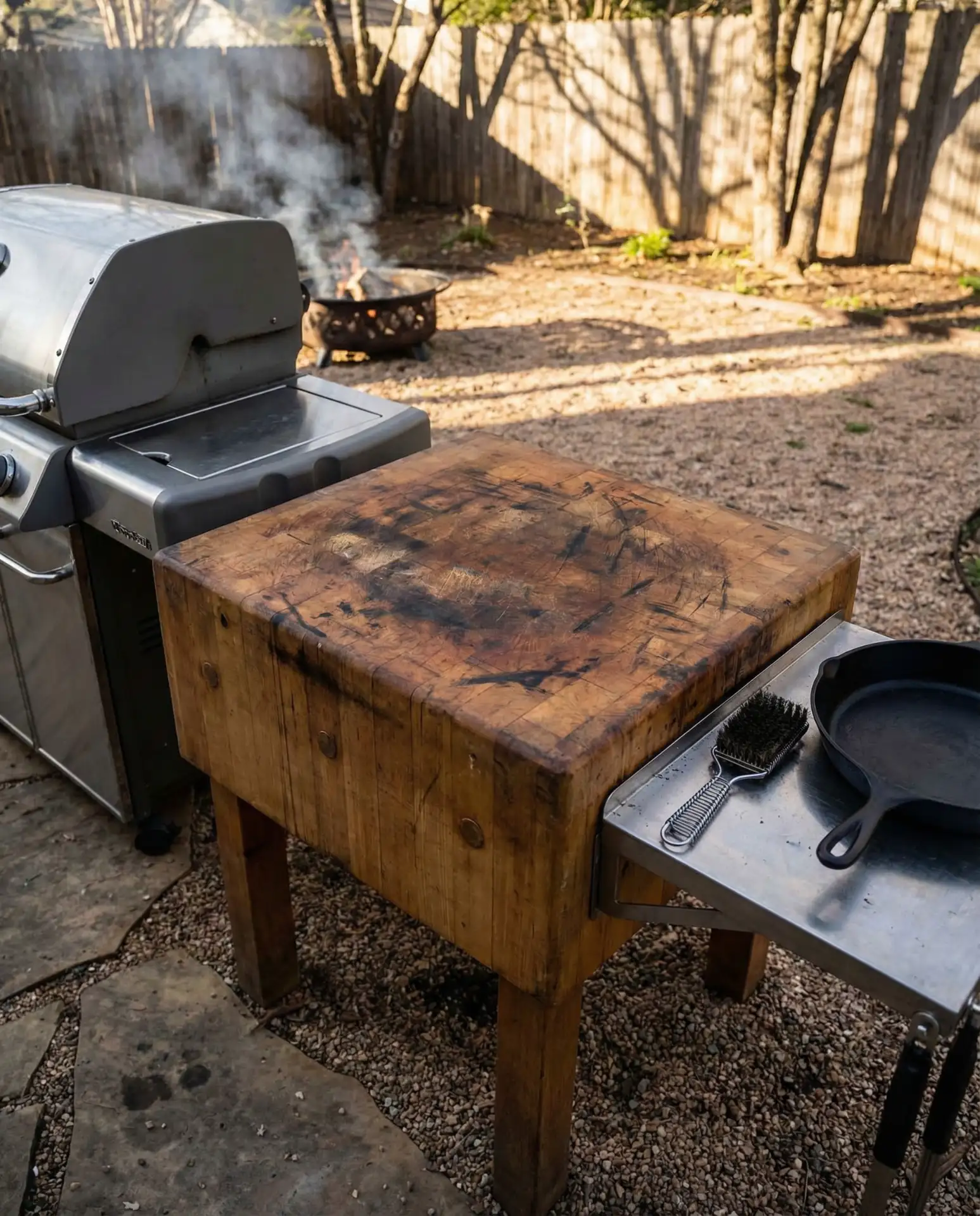 Butcher Block Surface for Outdoor Prep 2